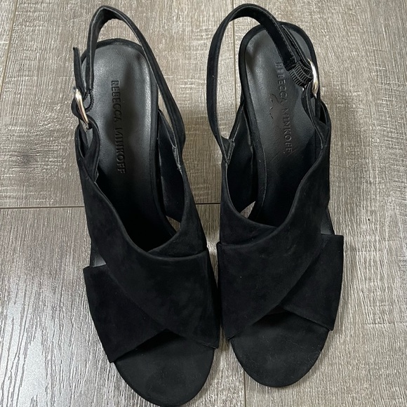 Rebecca Minkoff Black Heels Sandals cross cross Size 8 - Picture 2 of 8